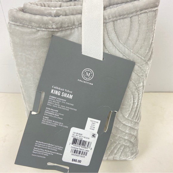 Martha Stewart Collection Cable Knit Velvet Gray King Sham (1) - Picture 3 of 4
